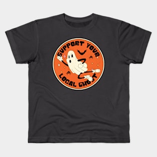 Support your local ghost halloween logo typography text | Morcaworks Kids T-Shirt